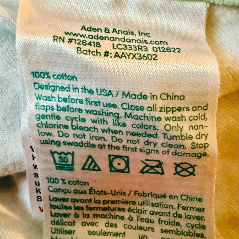 aden anais Disney Baby Winnie the Pooh Easy Swaddle Wrap 0-3M Green 100% cotton